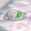  Light luxury leaf ring, small fresh micro-inlaid design ring, personality niche vine drop ring