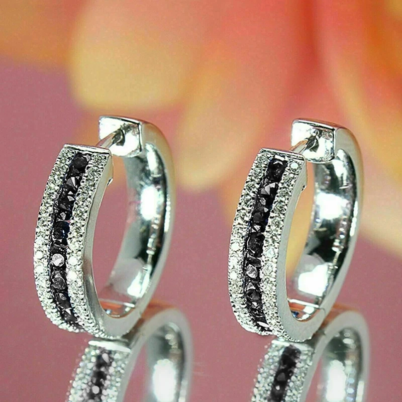Elegant imitation sapphire earrings Korean version for women zircon ear buckle fashion line earrings classic earrings