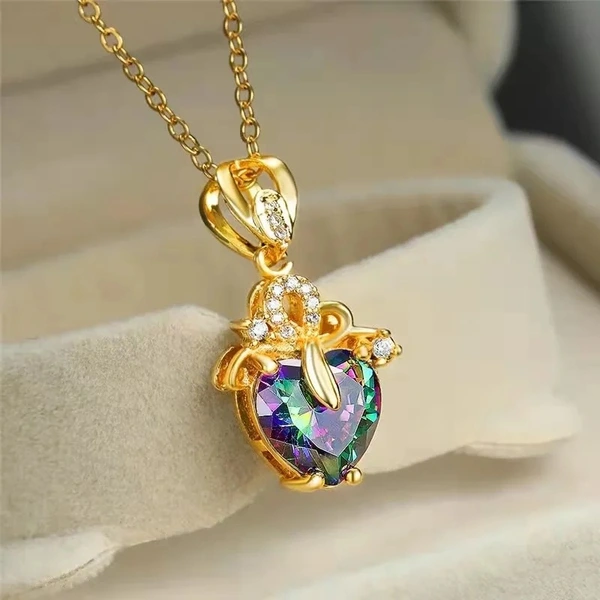   Hot selling fashion love pendant heart shaped zircon women's necklace royal queen accessories necklace female