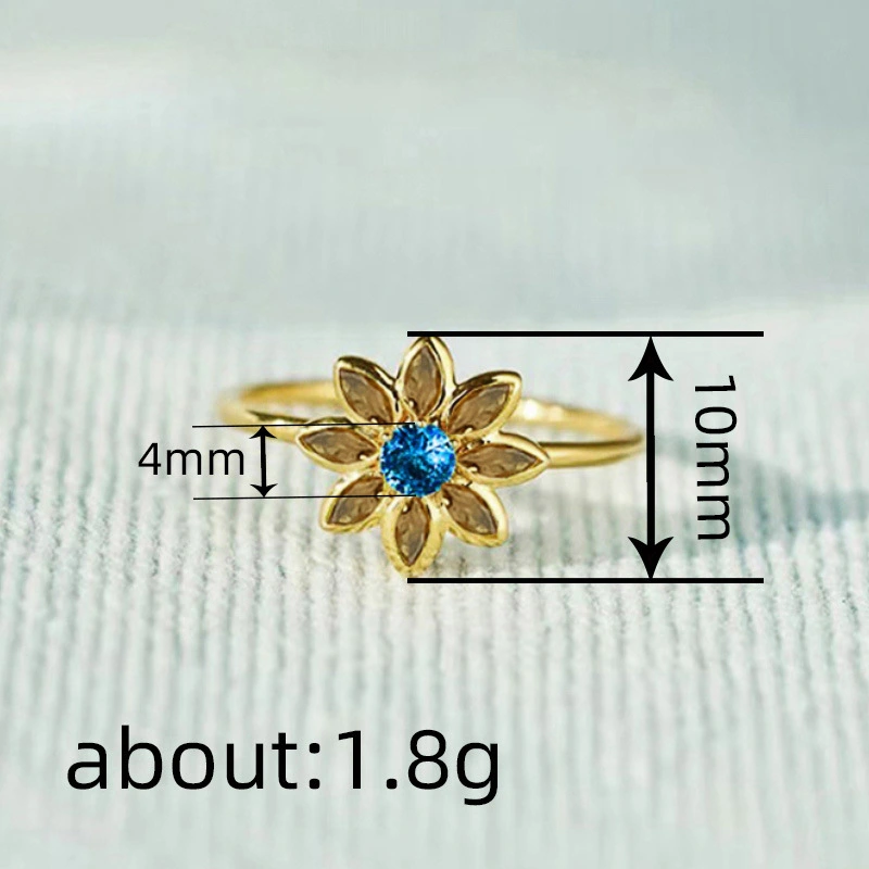  European and Korean exquisite flower flower ring female fashion small fresh sweet ring inlaid with zircon super hot style