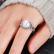  Hot selling white copper fantasy ring female pearl baroque exquisite ring elegant retro exquisite style
