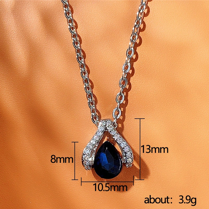 New pendant classic royal blue teardrop pear-shaped necklace elegant ladies Valentine's Day gift wholesale