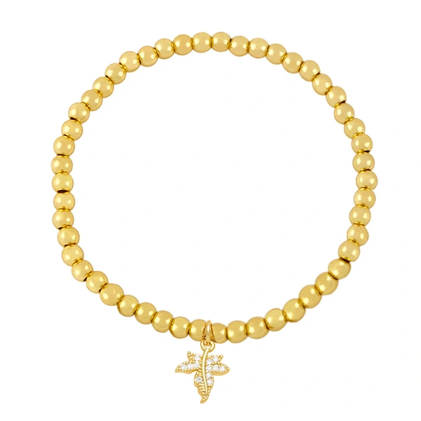 Niche design color-preserving gold bead bracelet angel turtle leaf pendant bracelet student girlfriend bracelet bra56