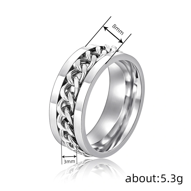  Xiaohongshu's new hot-selling ring chain buckle with a rotatable design, hip-hop style, personalized fashion accessories