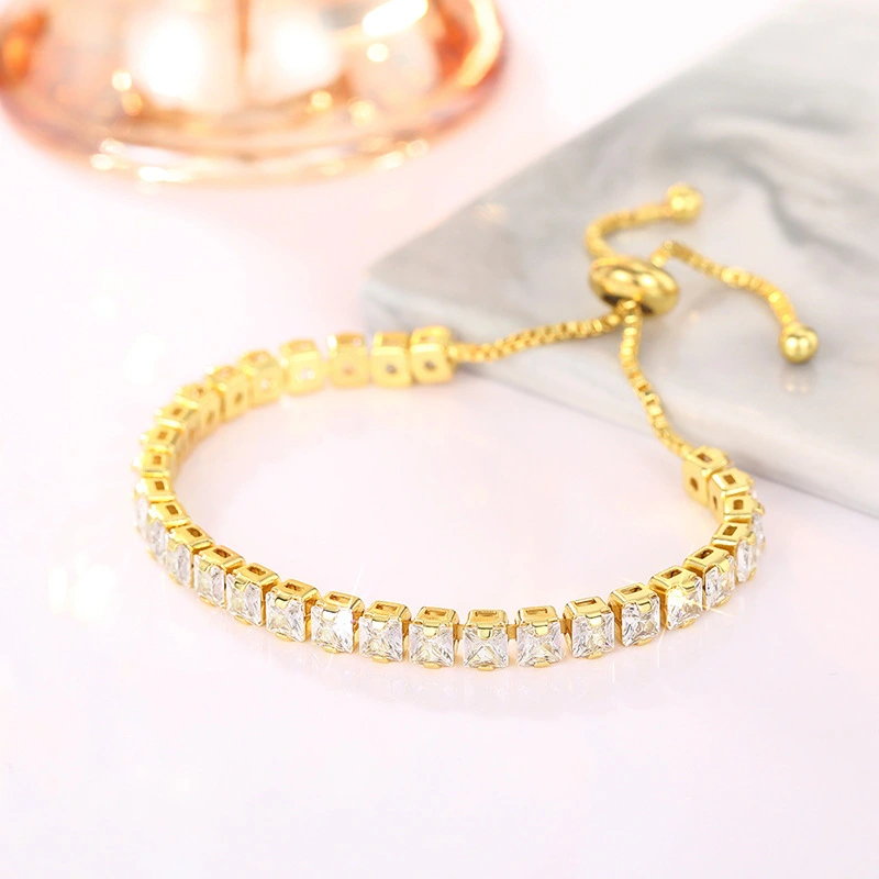 Fashion bracelet for women, niche, simple, high-end hand jewelry, single row, 4mm adjustable jewelry