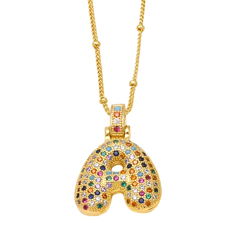 AS jewelry new color 26 English letters pendant necklace female inlaid zircon clavicle chain nkb031