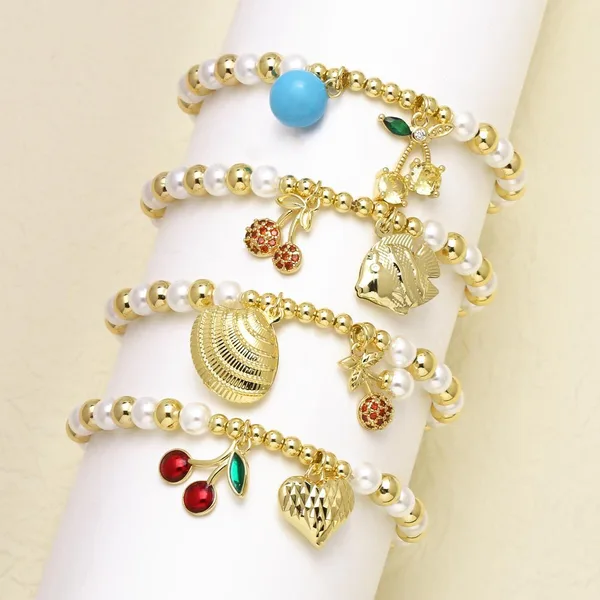 AS jewelry hot selling pearl fruit cherry shell pendant bracelet female gold-plated hand jewelry brd06