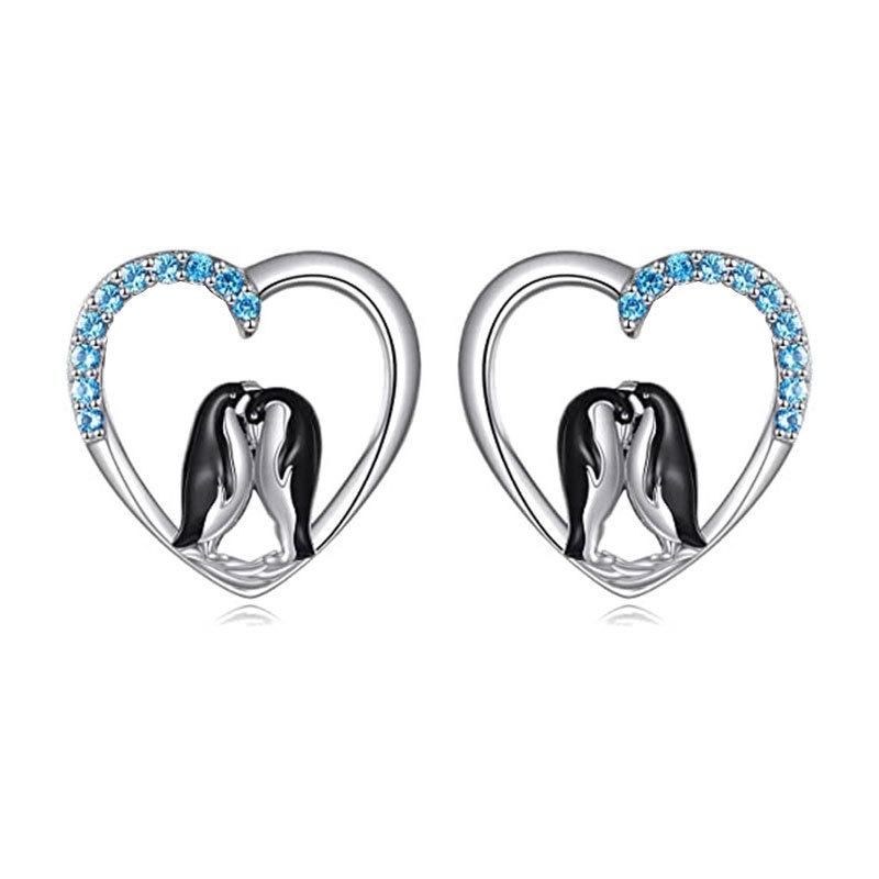 Mini earrings wholesale fashion cute penguin creative shape earrings personality animal love small earrings