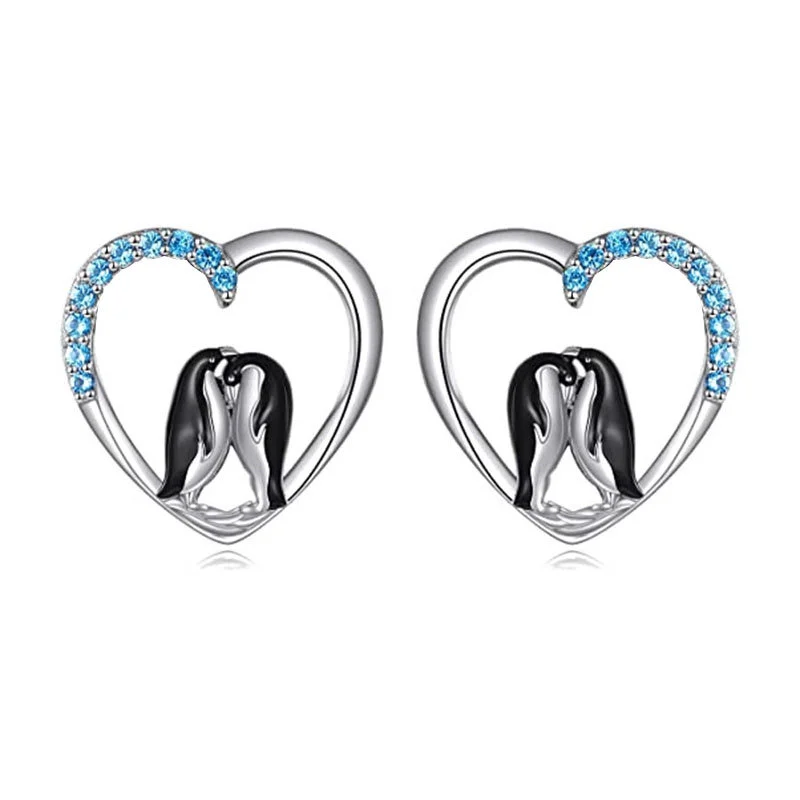 Mini earrings wholesale fashion cute penguin creative shape earrings personality animal love small earrings