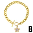 European and American jewelry love Cuban chain bracelet female five-pointed star square retro punk OT buckle bracelet brc91
