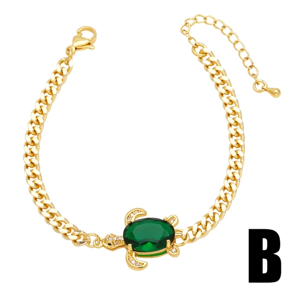 Hot selling zircon elephant bracelet niche design versatile gold-plated turtle hand jewelry brm28