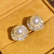 New style gentle small fragrance style earrings for women high-end temperament irregular round earrings imitation pearl earrings