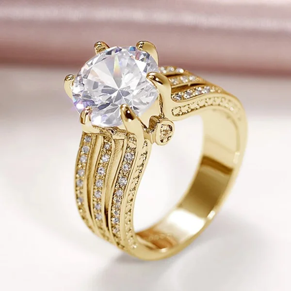 Luxury zircon full diamond ring light luxury elegant ring female fashion personality niche single ring