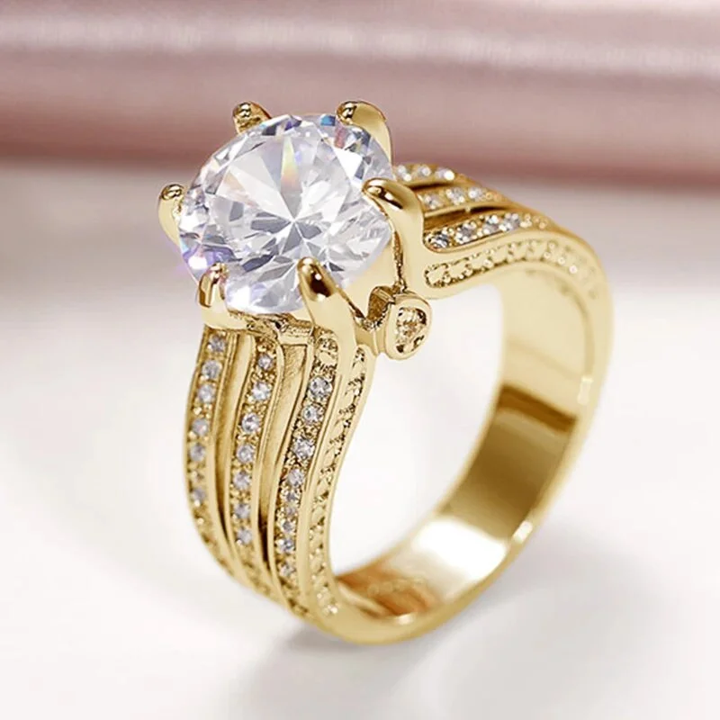 Luxury zircon full diamond ring light luxury elegant ring female fashion personality niche single ring