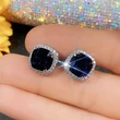 European and American style jewelry set fashionable square royal blue glass series accessories luxurious and elegant jewelry