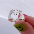  European and American open adjustable heart ring couple gift boys gift ring popular simple ring