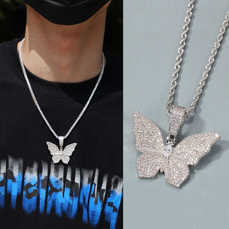 European and American hip-hop new butterfly pendant trend unisex street style necklace