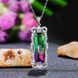 2022 Fashionable New Gradient Color Imitation Gemstone Pendant Necklace Inlaid with Zircon Necklace Party Jewelry