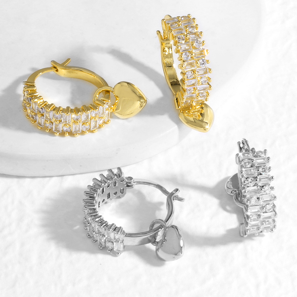 AS jewelry Europe and the United States hot selling double row full zircon heart earrings earrings era179 earrings