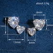 Sweet and fashionable super flash double love zircon earrings inlaid with large and small heart-shaped earrings popular earrings