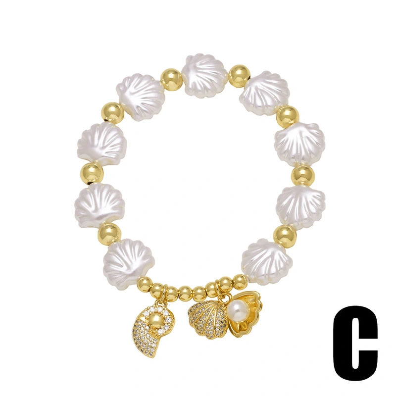 AS jewelry hot selling pearl shell ocean style conch starfish pendant bracelet brf68