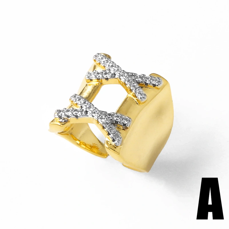 AS jewelry European and American new love heart two-color xx open ring gold-plated zircon ring rir44