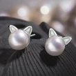  Korean version of the lady lady kitten ear jewelry necklace earrings jewelry set cute imitation pearl earrings