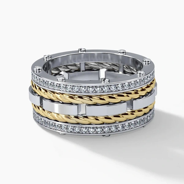 Metal electroplating two-color simple ring unisex daily matching ring fashionable niche personality