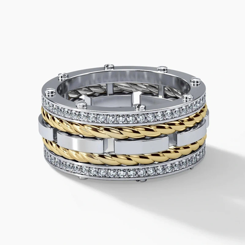 Metal electroplating two-color simple ring unisex daily matching ring fashionable niche personality