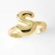 AS jewelry smooth 26 English letters ring female copper plated real gold open ring rih04