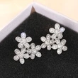 Flower earrings for women, elegant ladies, daily matching earrings inlaid with zircon, popular shining earrings