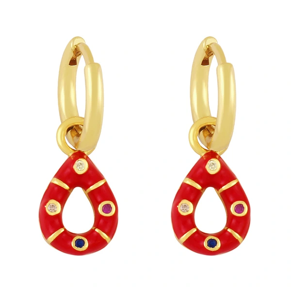 Clearance teardrop-shaped oil-drop zircon earrings simple and versatile candy-colored earrings sweet earrings for women erx98