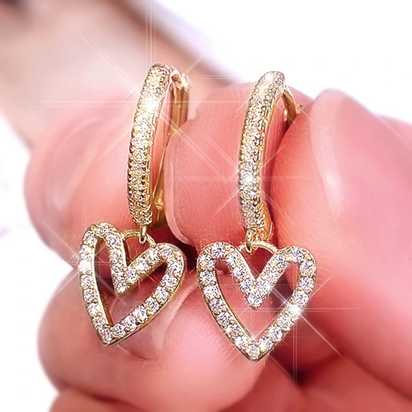 Creative new hollow heart-shaped drop earrings sweet style love earrings for women Chinese Valentine's Day gift
