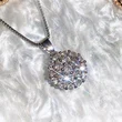 Super flash necklace copper inlaid zircon pendant geometric round full diamond light luxury sweater chain manufacturer supply