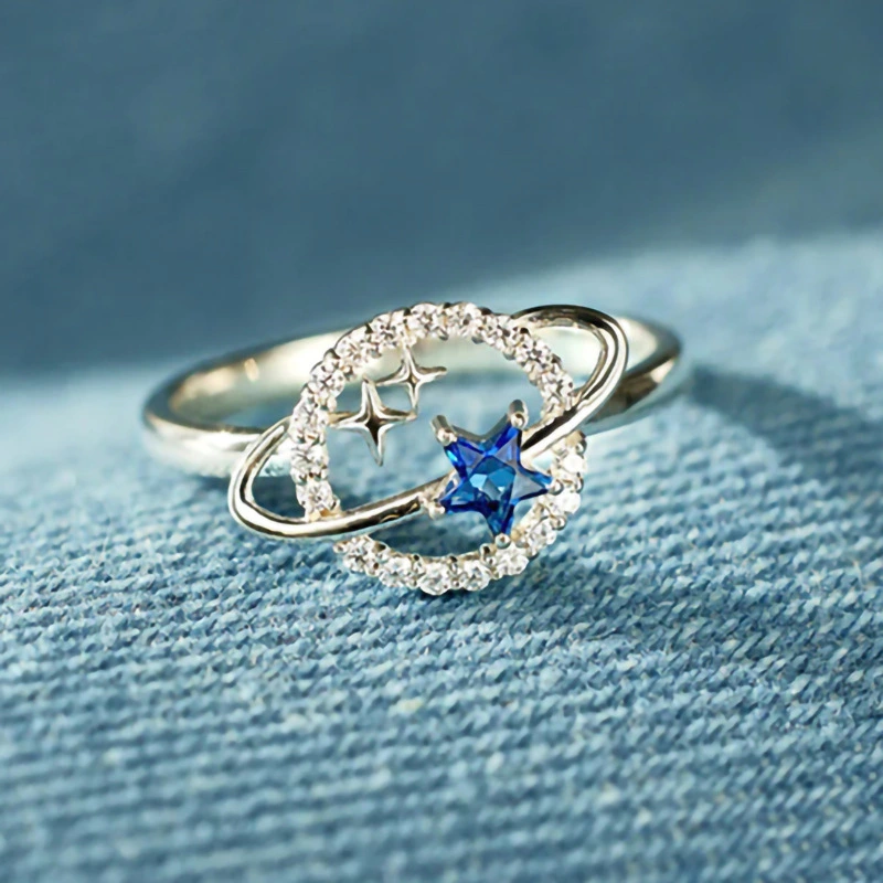  European and American design ring planet star fashion ring female inlaid zircon super hot accessories