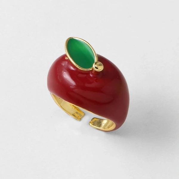 AS jewelry Europe and the United States hot selling oil drop fruit apple open ring gold-plated ring ris80 ring