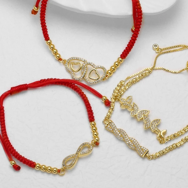 AS jewelry red rope double love 8-shaped bracelet micro-studded zircon butterfly bracelet hand jewelry bra90