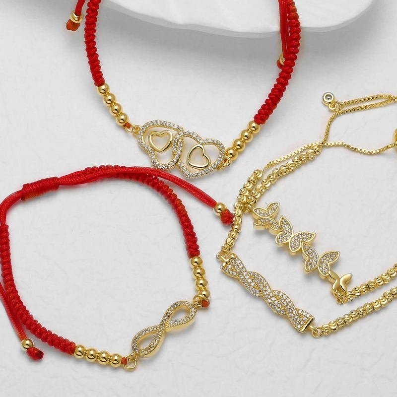 AS jewelry red rope double love 8-shaped bracelet micro-studded zircon butterfly bracelet hand jewelry bra90