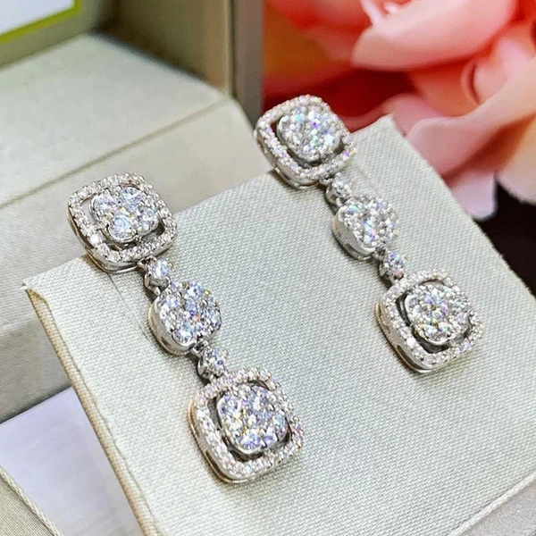 European and American new wedding accessories fashion engagement dinner luxury long earrings women exquisite bridal earrings