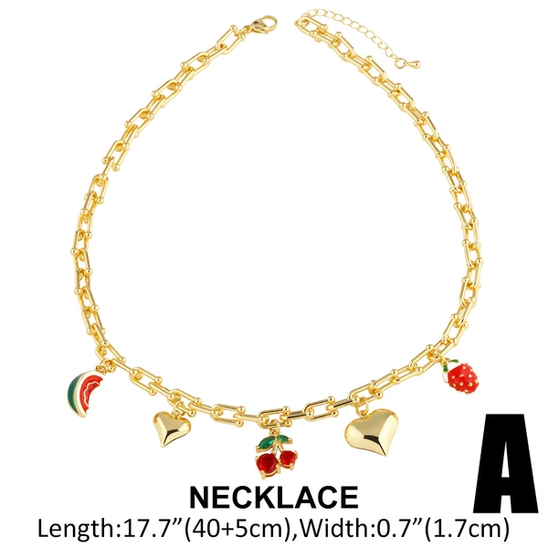 Clearance AS jewelry hot sale love fruit strawberry oil drop women's gold-plated clavicle necklace nka093