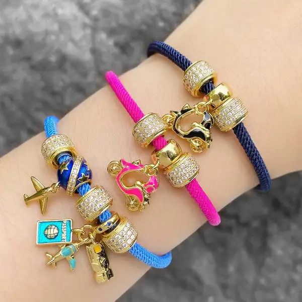 Clearance jewelry airplane passport pendant bracelet women's gold-plated full zircon bracelet brh70