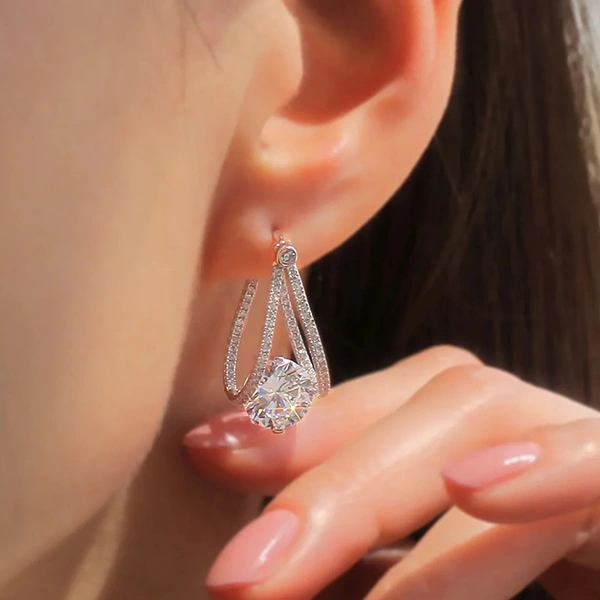 New style temperament earrings French Qixi fashion zircon earrings light luxury women's jewelry batch