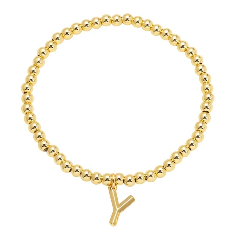 AS jewelry hot selling gold three-dimensional 26 English letters beaded bracelet bracelet brb34