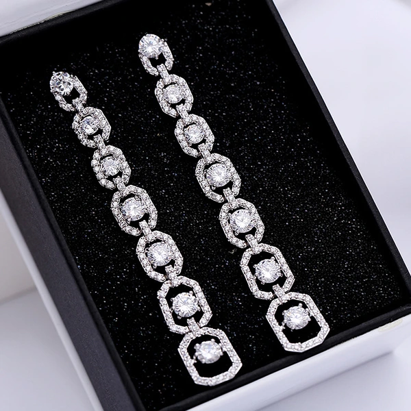 Luxury fashion French style earrings niche slim temperament long women's dress party earrings