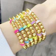 Clearance European and American jewelry color dripping copper plated 18K gold round beads couple beaded bracelet bracelet bre90