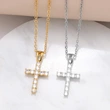 AS jewelry European and American hip-hop cross pendant necklace female micro-inlaid zircon real gold-plated clavicle chain nka001