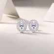 Micro-inlaid daily wear earrings for women, oval geometric inlaid zircon jewelry factory direct sales earrings