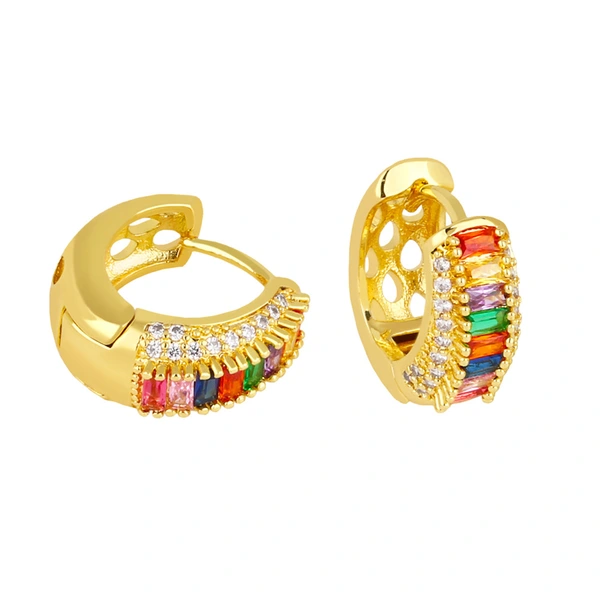 Hot selling colorful zircon earrings micro-inlaid geometric earrings temperament simple personality earrings era270