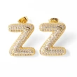 AS jewelry hot selling 26 English letters earrings gold-plated full zircon earrings female era009