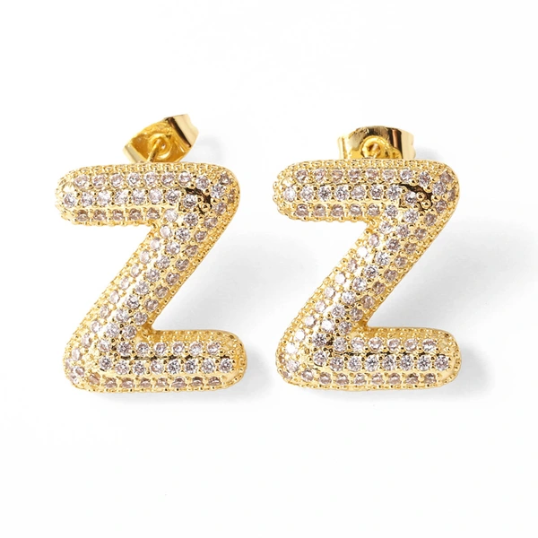 AS jewelry hot selling 26 English letters earrings gold-plated full zircon earrings female era009